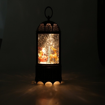 Dekoratívny rezinový hudobný box so svetielkujúcim snehovým lampášom do obývačky