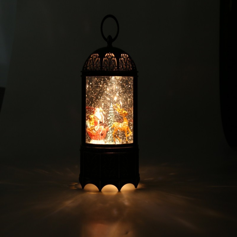 Dekoratívny rezinový hudobný box so svetielkujúcim snehovým lampášom do obývačky