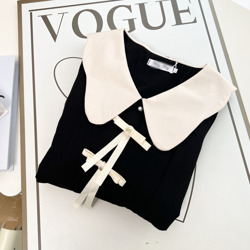 Rochie de damă plus size cu funda, guler păpușă, mâneci lungi, croială A-line, toamnă 2025