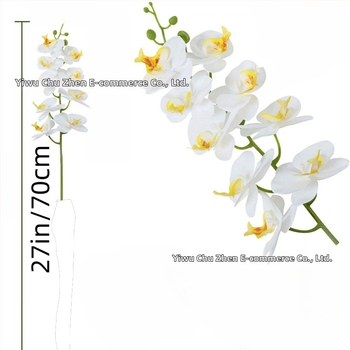 Biela umelá orchída Phalaenopsis zo saténového materiálu, jednoramenná kvetinová kompozícia pre domov, svadby a fotografické rekvizity