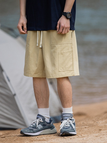 Muške šortse velikih veličina, casual, elastični pojas, retro kroj širokih nogavica, jednobojni, do koljena