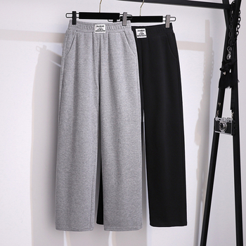 Pantaloni din bumbac plus-size, talie înaltă și croială largă, pentru toamnă, pantaloni casual comozi