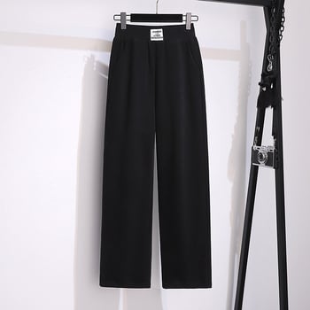 Pantaloni din bumbac plus-size, talie înaltă și croială largă, pentru toamnă, pantaloni casual comozi