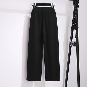 Pantaloni din bumbac plus-size, talie înaltă și croială largă, pentru toamnă, pantaloni casual comozi