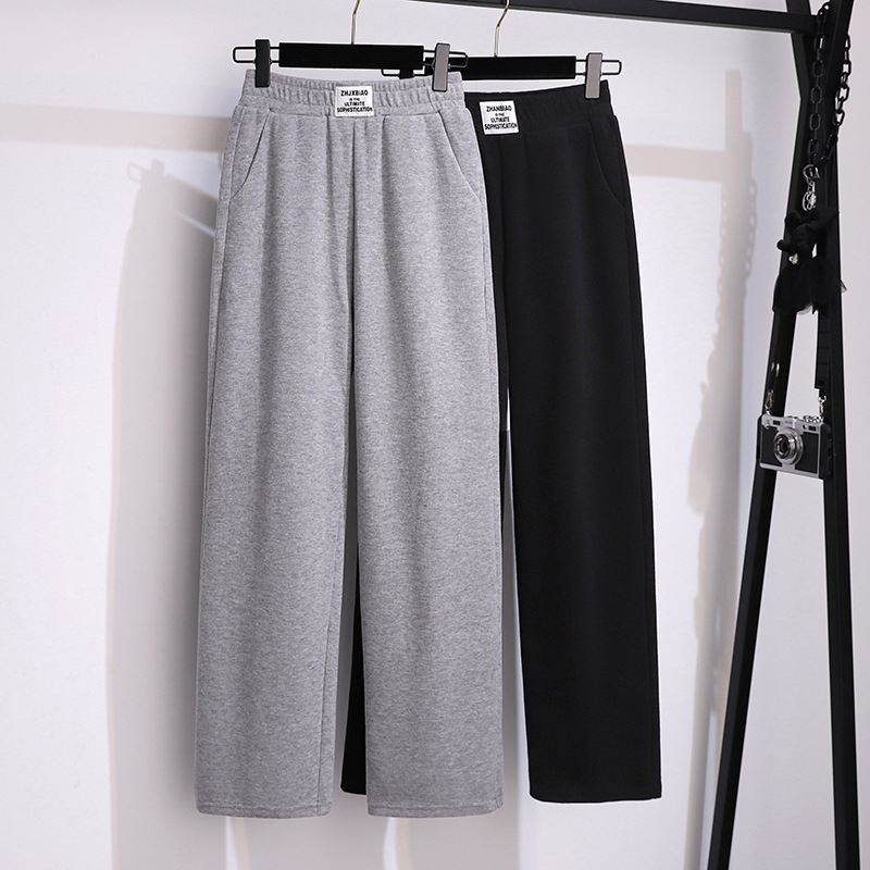 Pantaloni din bumbac plus-size, talie înaltă și croială largă, pentru toamnă, pantaloni casual comozi