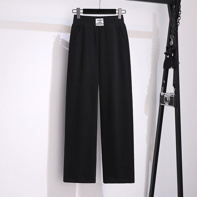 Pantaloni din bumbac plus-size, talie înaltă și croială largă, pentru toamnă, pantaloni casual comozi