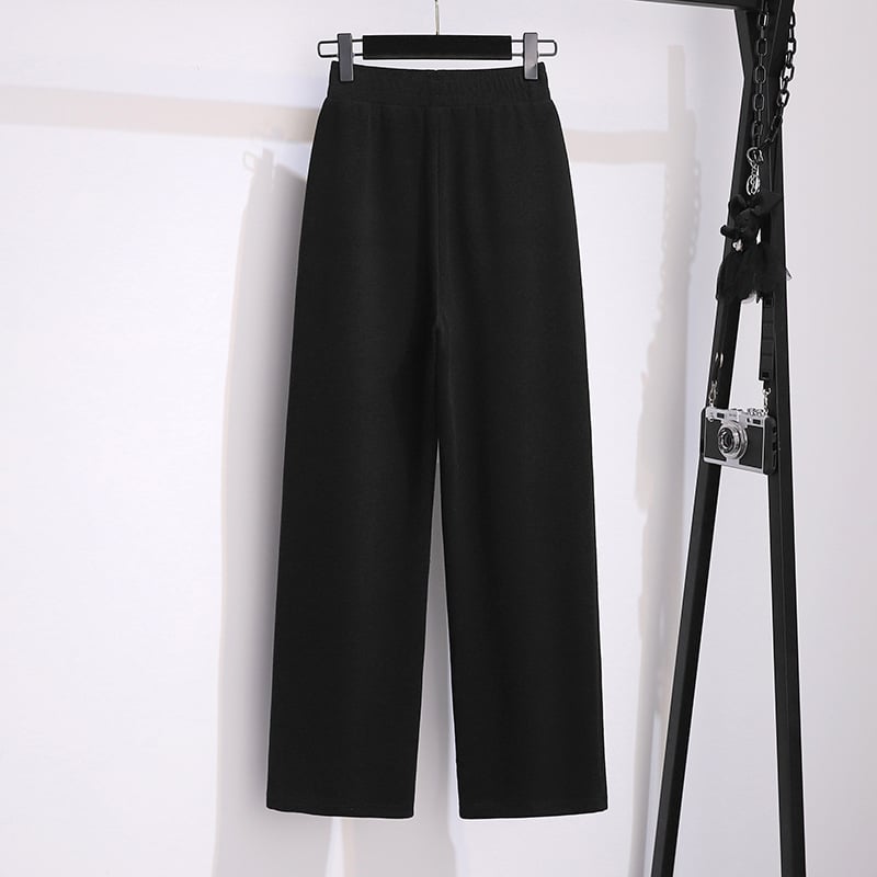 Pantaloni din bumbac plus-size, talie înaltă și croială largă, pentru toamnă, pantaloni casual comozi