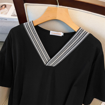 Rochie cu decolteu în V, plus size, croială lejeră, lungime medie, pentru femei, cod 7190