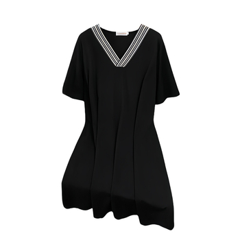 Rochie cu decolteu în V, plus size, croială lejeră, lungime medie, pentru femei, cod 7190