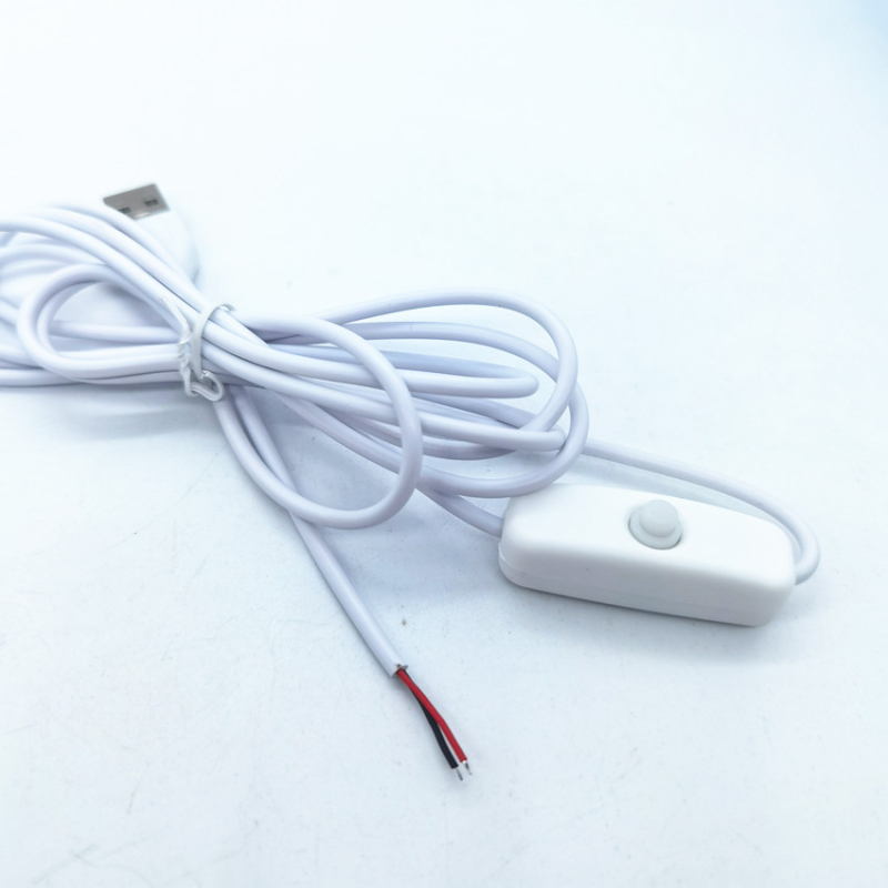 USB kábel so spínačom pre LED nočnú lampu a stolnú lampu, 12V napájací kábel, 1A/2A konektor