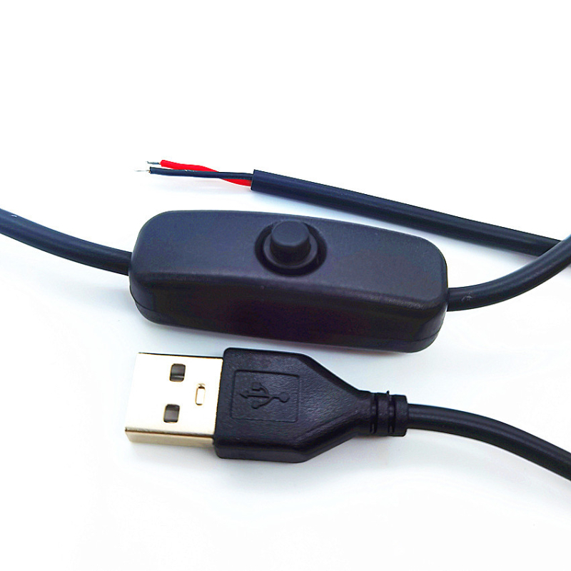 USB kábel so spínačom pre LED nočnú lampu a stolnú lampu, 12V napájací kábel, 1A/2A konektor