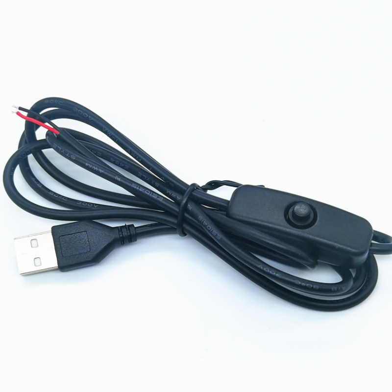 USB kábel so spínačom pre LED nočnú lampu a stolnú lampu, 12V napájací kábel, 1A/2A konektor