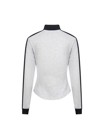 Ženski streetwear kardigan-sweatshirt s visokim ovratnikom i kontrastnim bojama, vintage sports stil