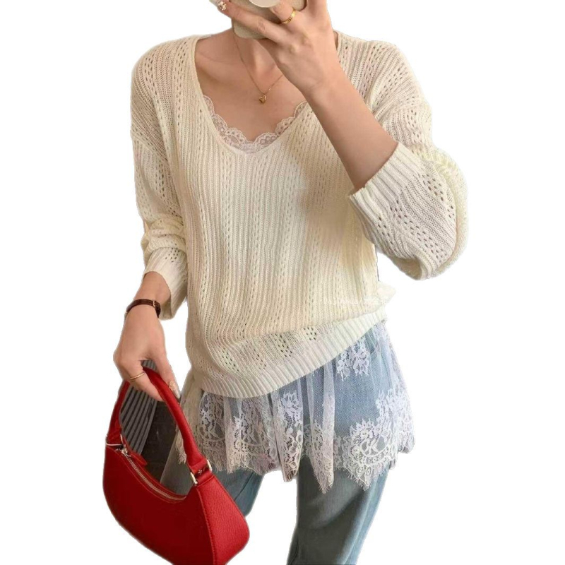 Korejski stil, slojevita čipkasta mini suknja s izšivenim motivima