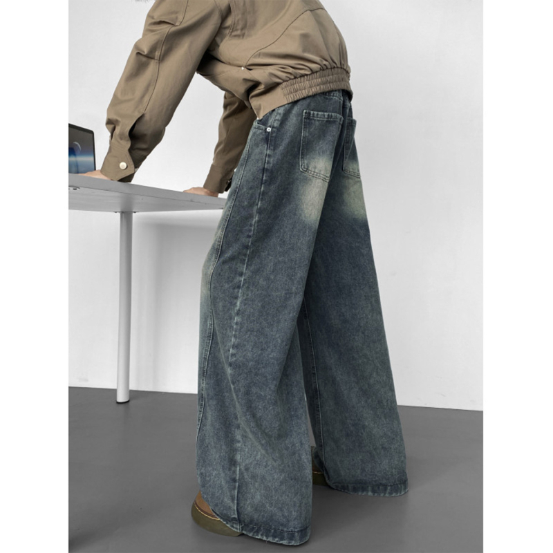 Férfi denimnadrág – laza szabás, széles szárú, mosott felület
