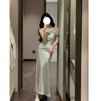 Nova dizajnerska ženska večernja haljina s jednim ramenom, francuska elegancija, u tri boje, prilagođeni struk, silueta sirene s ribljom repom