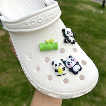 DIY dodaci za Crocs stil cipela s dizajnom bambus panda, slatke školske crtane kopče i dekorativni detalji