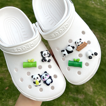DIY dodaci za Crocs stil cipela s dizajnom bambus panda, slatke školske crtane kopče i dekorativni detalji