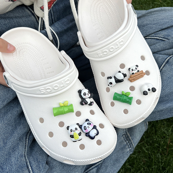 DIY dodaci za Crocs stil cipela s dizajnom bambus panda, slatke školske crtane kopče i dekorativni detalji