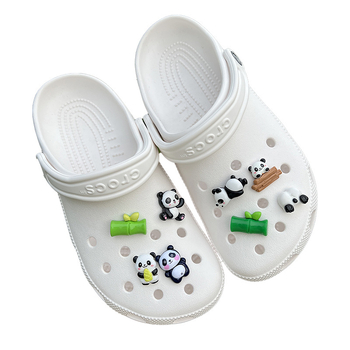 DIY dodaci za Crocs stil cipela s dizajnom bambus panda, slatke školske crtane kopče i dekorativni detalji