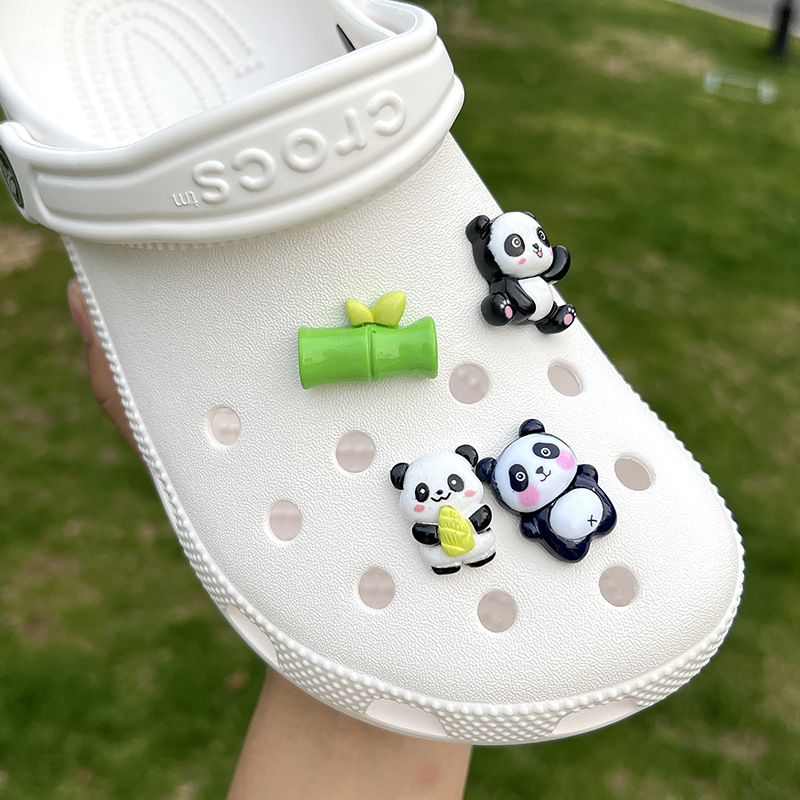 DIY dodaci za Crocs stil cipela s dizajnom bambus panda, slatke školske crtane kopče i dekorativni detalji