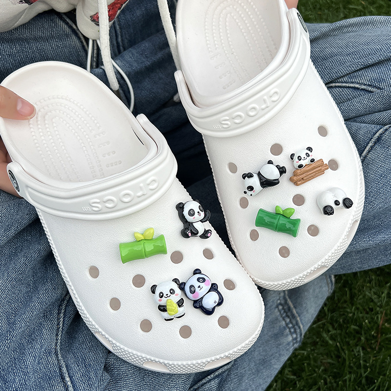 DIY dodaci za Crocs stil cipela s dizajnom bambus panda, slatke školske crtane kopče i dekorativni detalji