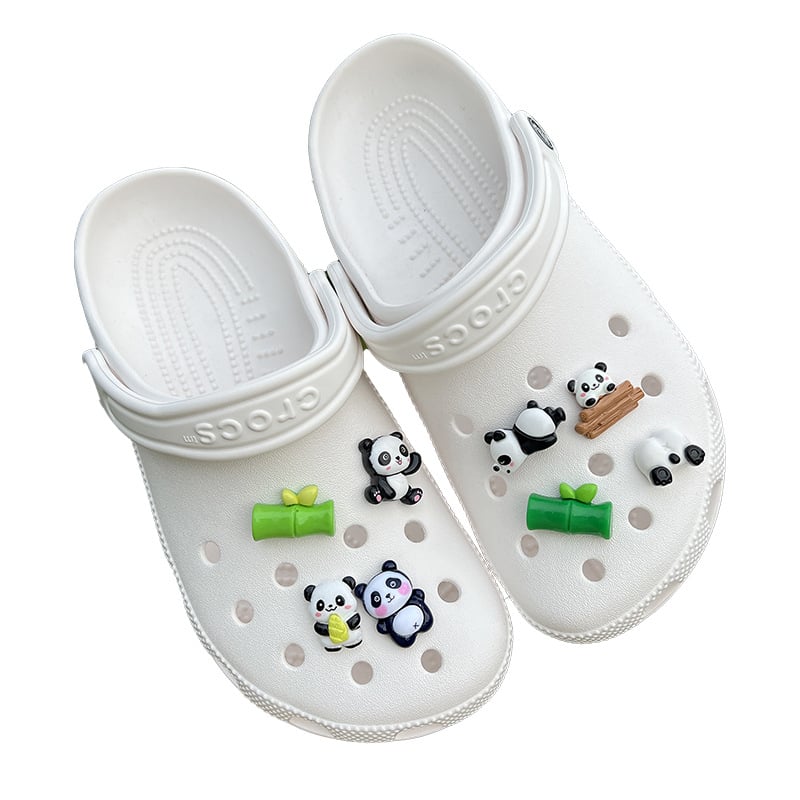 DIY dodaci za Crocs stil cipela s dizajnom bambus panda, slatke školske crtane kopče i dekorativni detalji