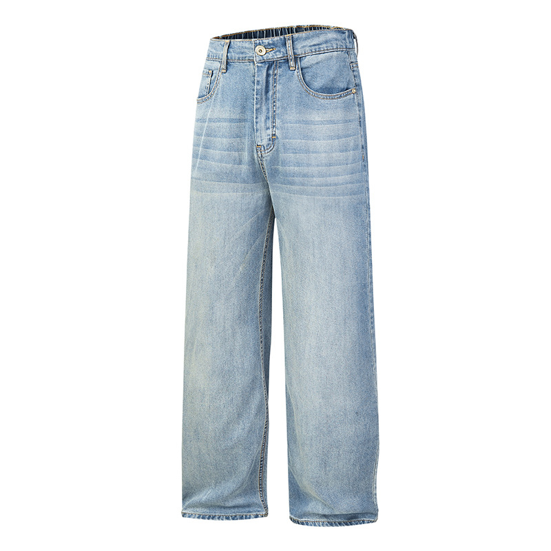 Lyocell férfi egyenes szabású farmer, tavasz–nyár, könnyű üzleti-casual denim