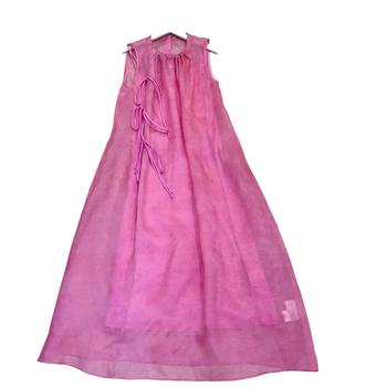 Σετ δύο τεμαχίων από μεταξωτό tie-dye halter φόρεμα για καλοκαιρινές διακοπές στην παραλία, μικρό μέγεθος