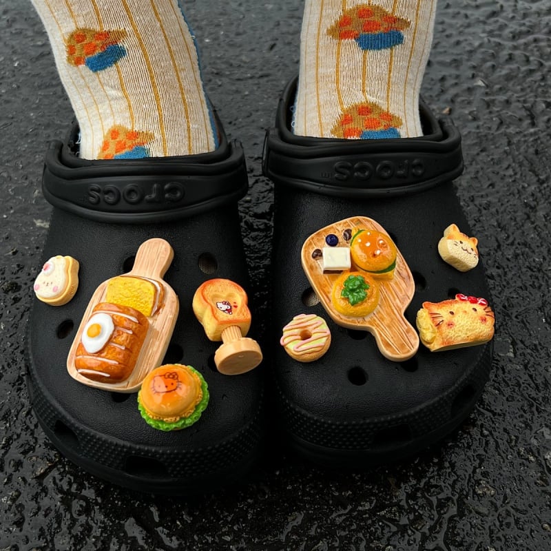 DIY ukrasi za cipele i dodaci, realistični oblici kruha i tosta, kompatibilni s Crocs, odvojivi