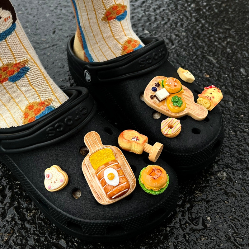 DIY ukrasi za cipele i dodaci, realistični oblici kruha i tosta, kompatibilni s Crocs, odvojivi