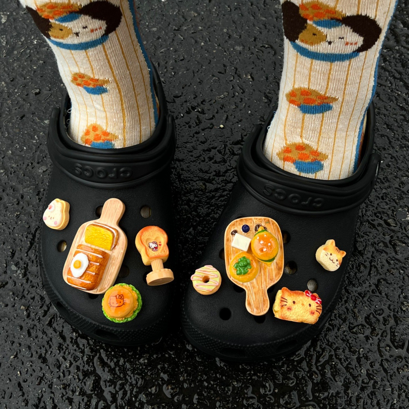 DIY ukrasi za cipele i dodaci, realistični oblici kruha i tosta, kompatibilni s Crocs, odvojivi