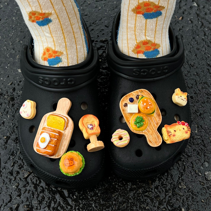 DIY ukrasi za cipele i dodaci, realistični oblici kruha i tosta, kompatibilni s Crocs, odvojivi