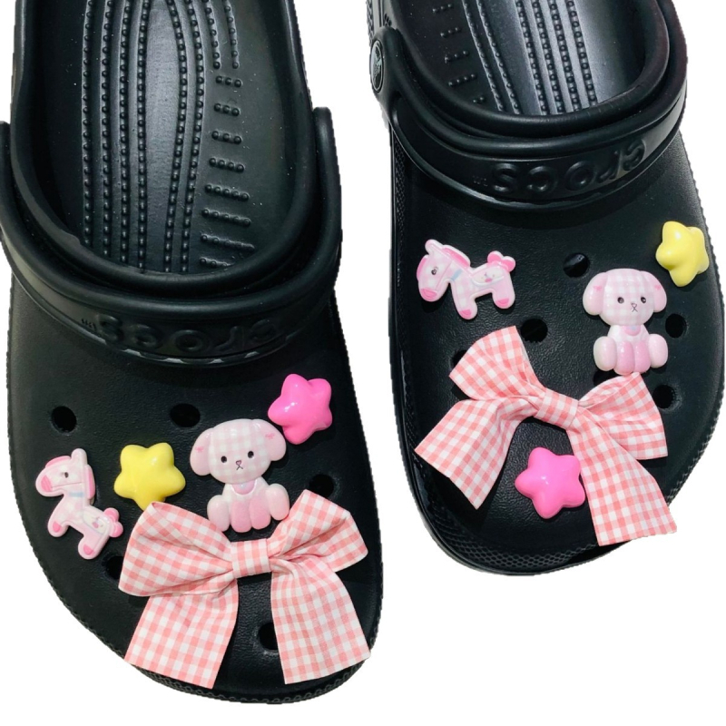 2026 novi model: ružičasta mašna i bijeli motiv psa i zvijezde – ukras za Crocs cipele