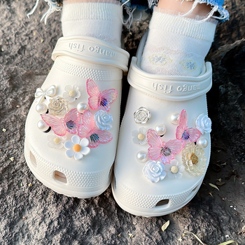 Crocs DIY dodaci za obuće s zlatnom folijom – motiv leptira i cvijeta, slatke ljetne kopče za cipele
