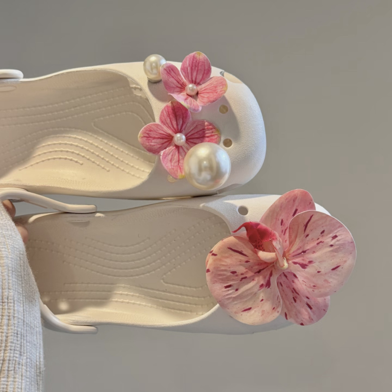 Roza privjesak za Crocs cipele – cvijet leptira i orhideja
