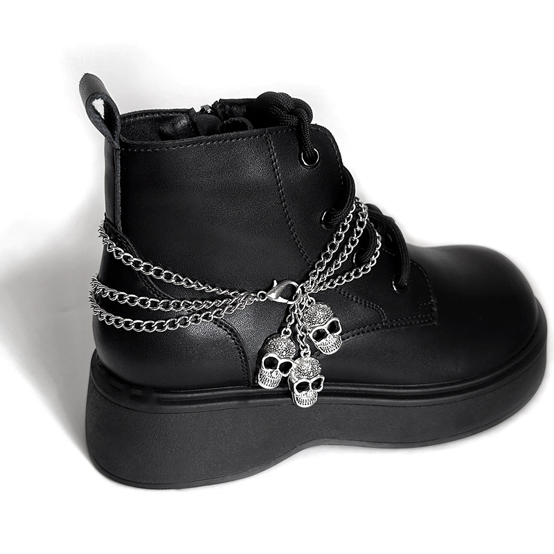 Punk hip-hop lanac za cipele s lubanjom, višeslojni titan čelik, za Martin čizme, Halloween dodatak s glavom duha NR300