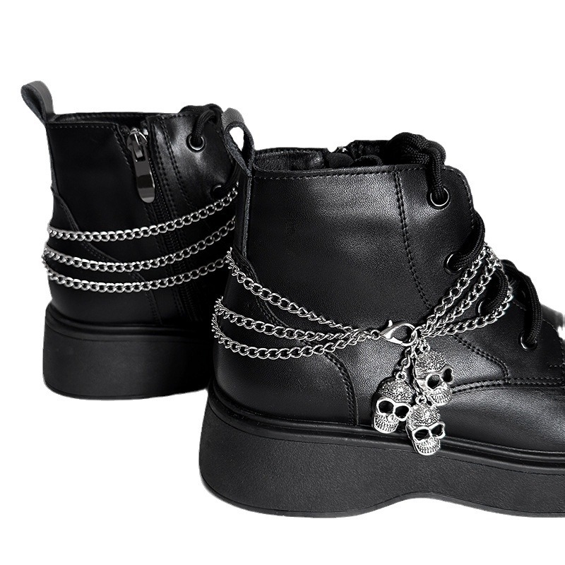 Punk hip-hop lanac za cipele s lubanjom, višeslojni titan čelik, za Martin čizme, Halloween dodatak s glavom duha NR300