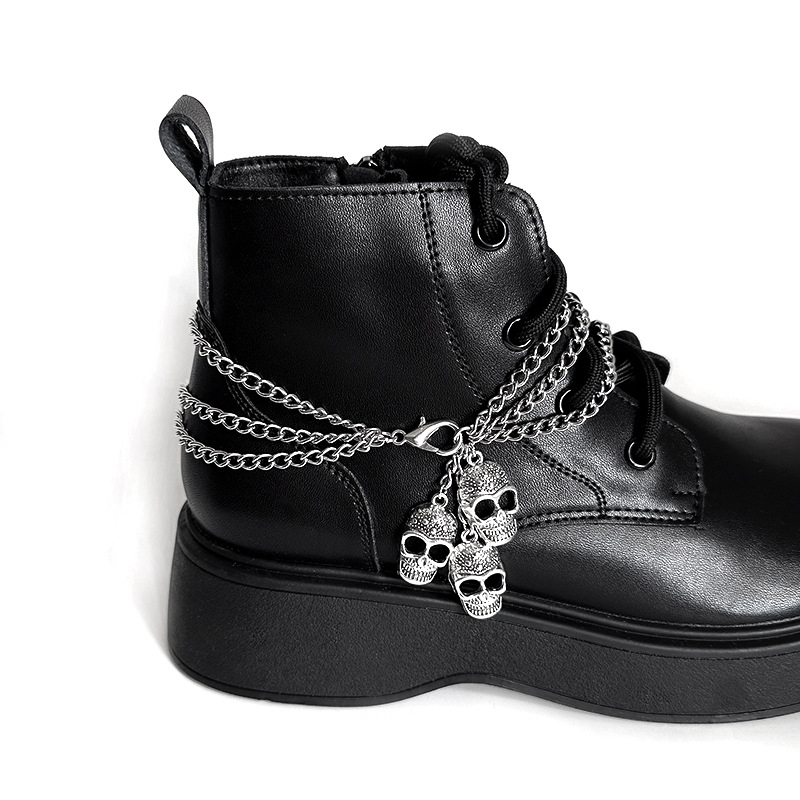 Punk hip-hop lanac za cipele s lubanjom, višeslojni titan čelik, za Martin čizme, Halloween dodatak s glavom duha NR300
