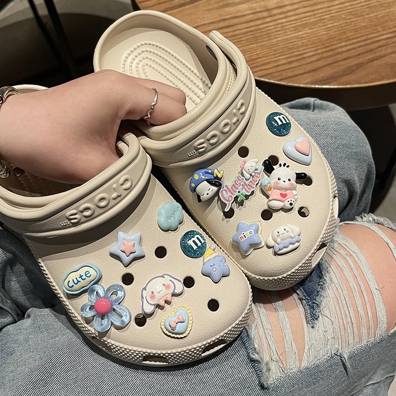 Dekorativne kopče za Crocs-stil sandale - motiv oblaka, zvijezda i štenca, DIY dječje cipele, dodaci za žensku obuću