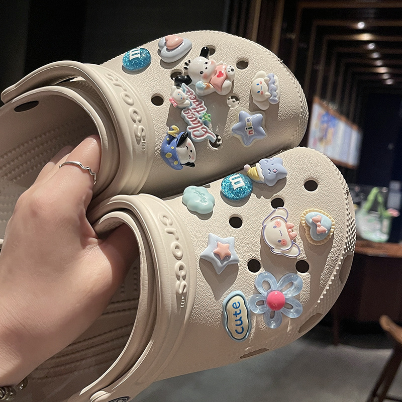 Dekorativne kopče za Crocs-stil sandale - motiv oblaka, zvijezda i štenca, DIY dječje cipele, dodaci za žensku obuću