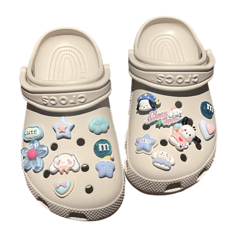 Dekorativne kopče za Crocs-stil sandale - motiv oblaka, zvijezda i štenca, DIY dječje cipele, dodaci za žensku obuću
