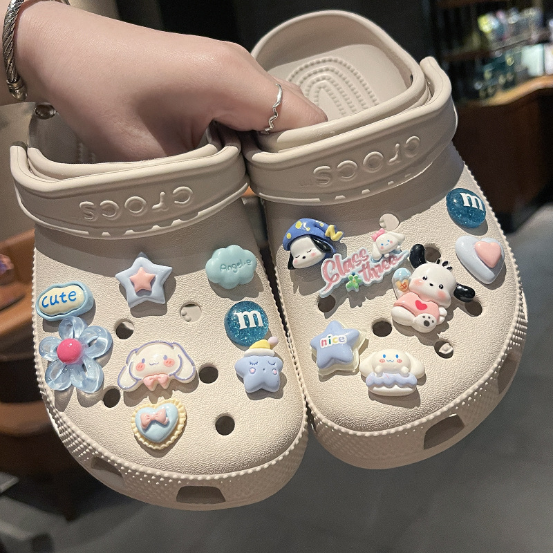 Dekorativne kopče za Crocs-stil sandale - motiv oblaka, zvijezda i štenca, DIY dječje cipele, dodaci za žensku obuću