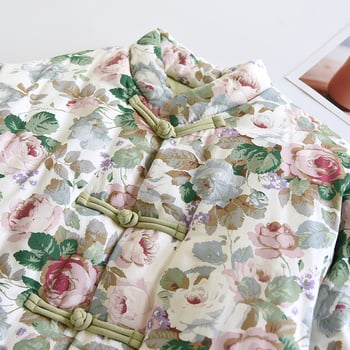 Idős nőknek tervezett retro vastag pamut töltésű kabát, meleg, kerek nyakú, hossz 50–65 cm, töltet: pamut 95% felett
