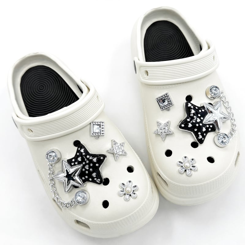 DIY set dodataka za obuću Crocs: zvjezdani lanac i cvjetni ukrasi – vrhunski sjaj