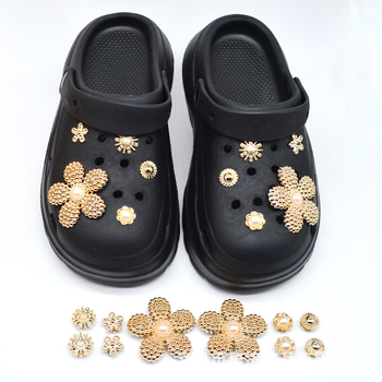 Zlatni veliki cvjetni ukras za cipele s rupicama (Crocs stil), odvojiva kopča, DIY dodaci za žene