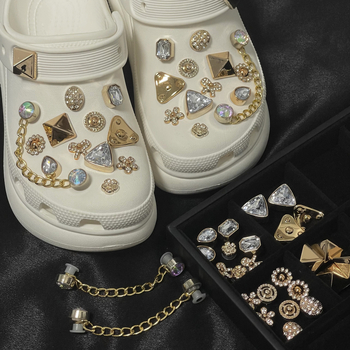 Dodaci za obuću Crocs, trodimenzionalne punk rhinestone kopče za obuću, kopča Zhibixing, zlatni dijamantni ukrasi za obuću
