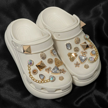 Dodaci za obuću Crocs, trodimenzionalne punk rhinestone kopče za obuću, kopča Zhibixing, zlatni dijamantni ukrasi za obuću