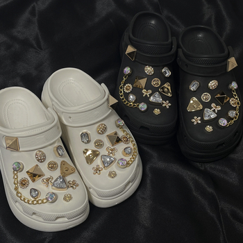 Dodaci za obuću Crocs, trodimenzionalne punk rhinestone kopče za obuću, kopča Zhibixing, zlatni dijamantni ukrasi za obuću