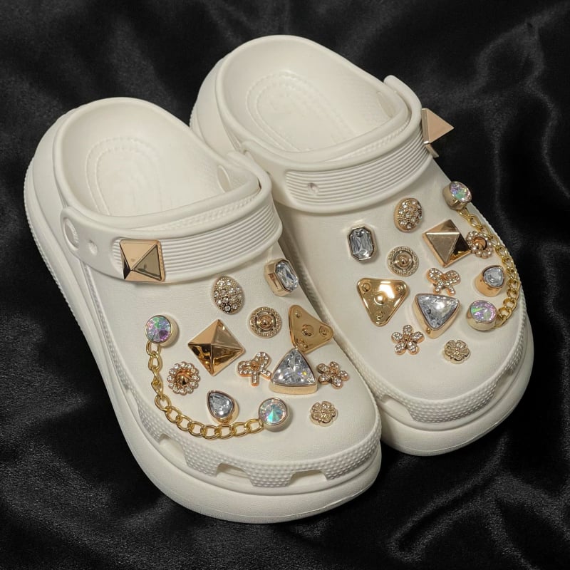Dodaci za obuću Crocs, trodimenzionalne punk rhinestone kopče za obuću, kopča Zhibixing, zlatni dijamantni ukrasi za obuću